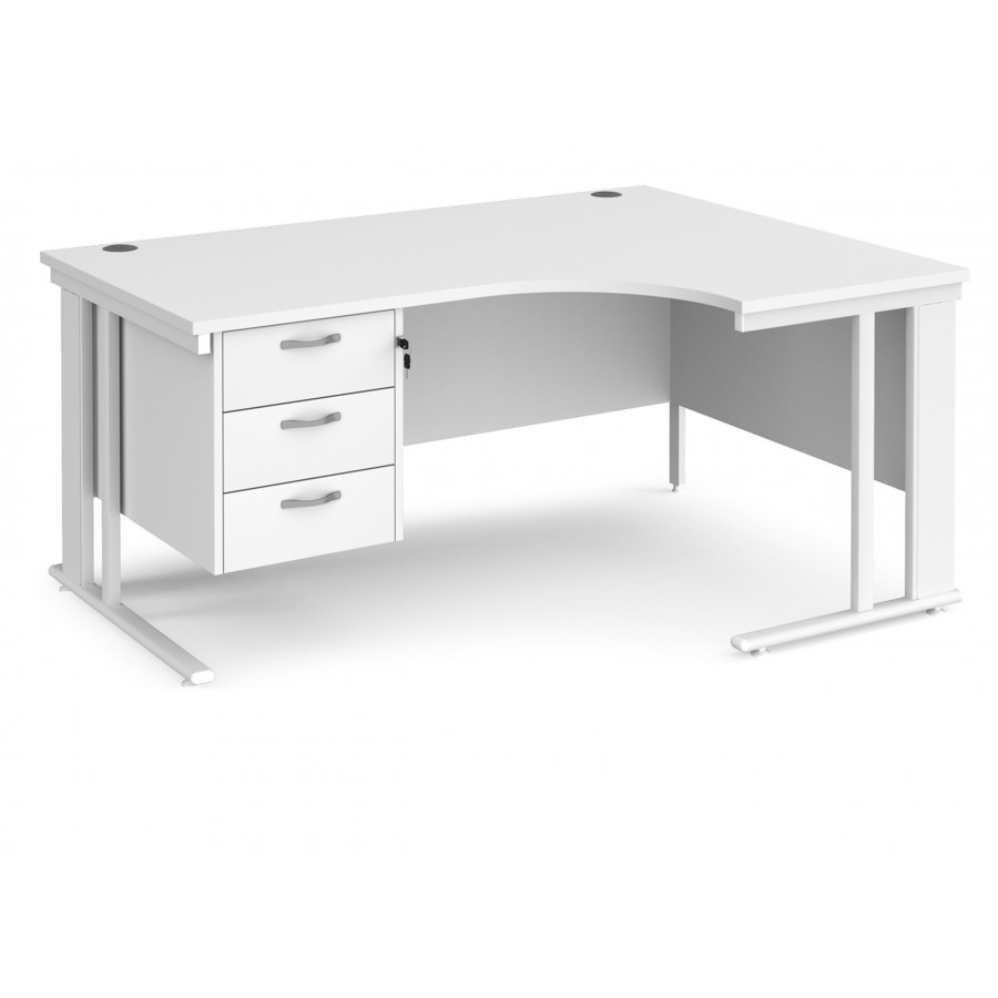 Maestro Cantilever Ergonomic Corner Desk with Fixed Pedestal